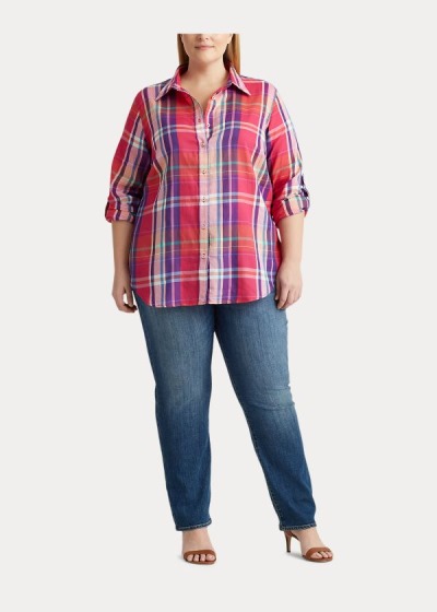 Women's Ralph Lauren Plaid Cotton Twill Shirts | 517386PWI